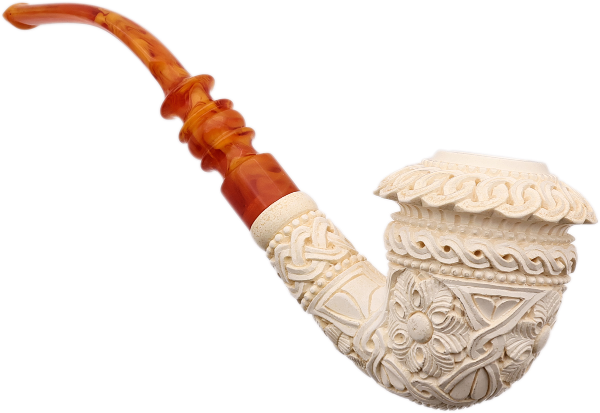 Turkish Estates SMS Meerschaum Arabesque Calabash (by Tekin) (with Case) (Unsmoked)
