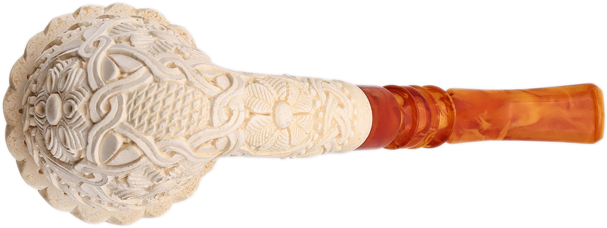 Turkish Estates SMS Meerschaum Arabesque Calabash (by Tekin) (with Case) (Unsmoked)