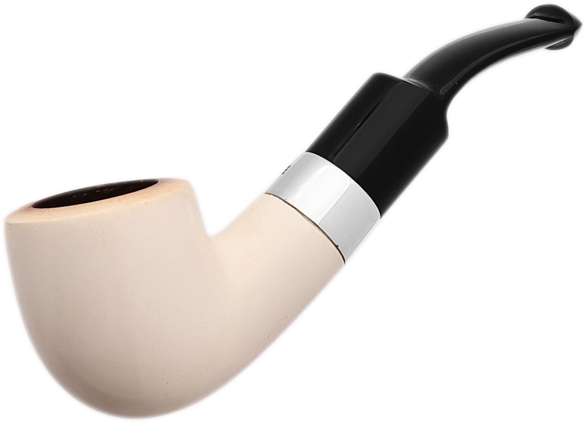 Turkish Estates MKM Meerschaum Smooth Bent Billiard with Silver (with Case)