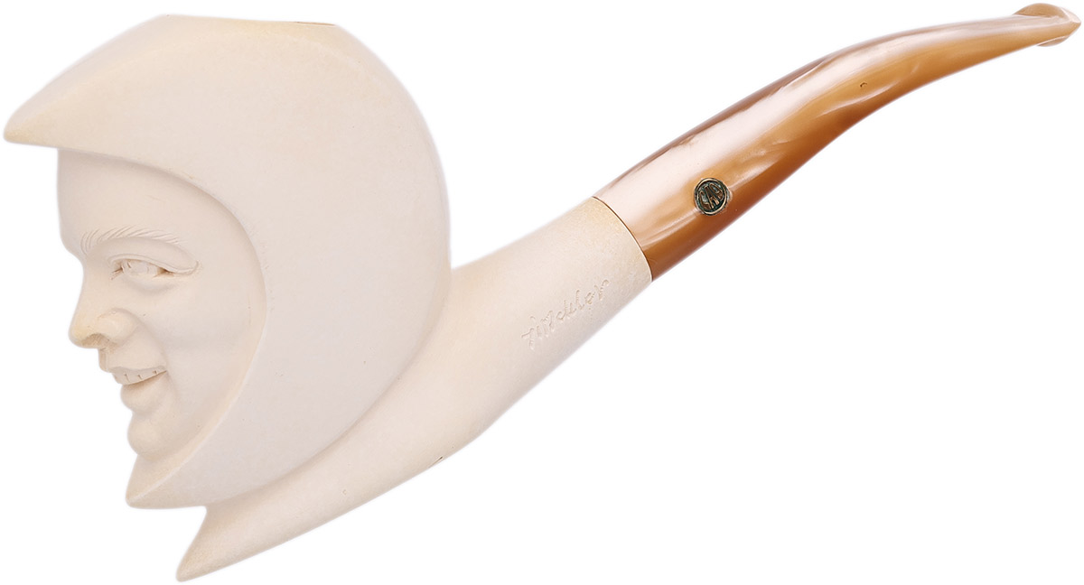 Turkish Estates CAO/Bekler Meerschaum Carved Moon and Sun (with Case) (Unsmoked)