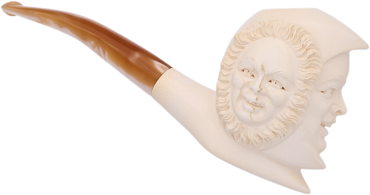 Turkish Estates CAO/Bekler Meerschaum Carved Moon and Sun (with Case) (Unsmoked)