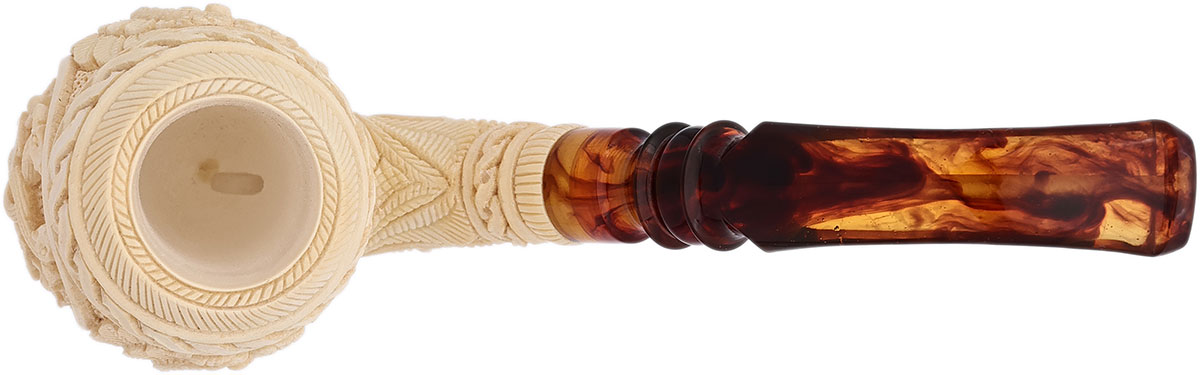 Turkish Estates Kudret Gezer Meerschaum Carved Bent Billiard (with Case) (Unsmoked)