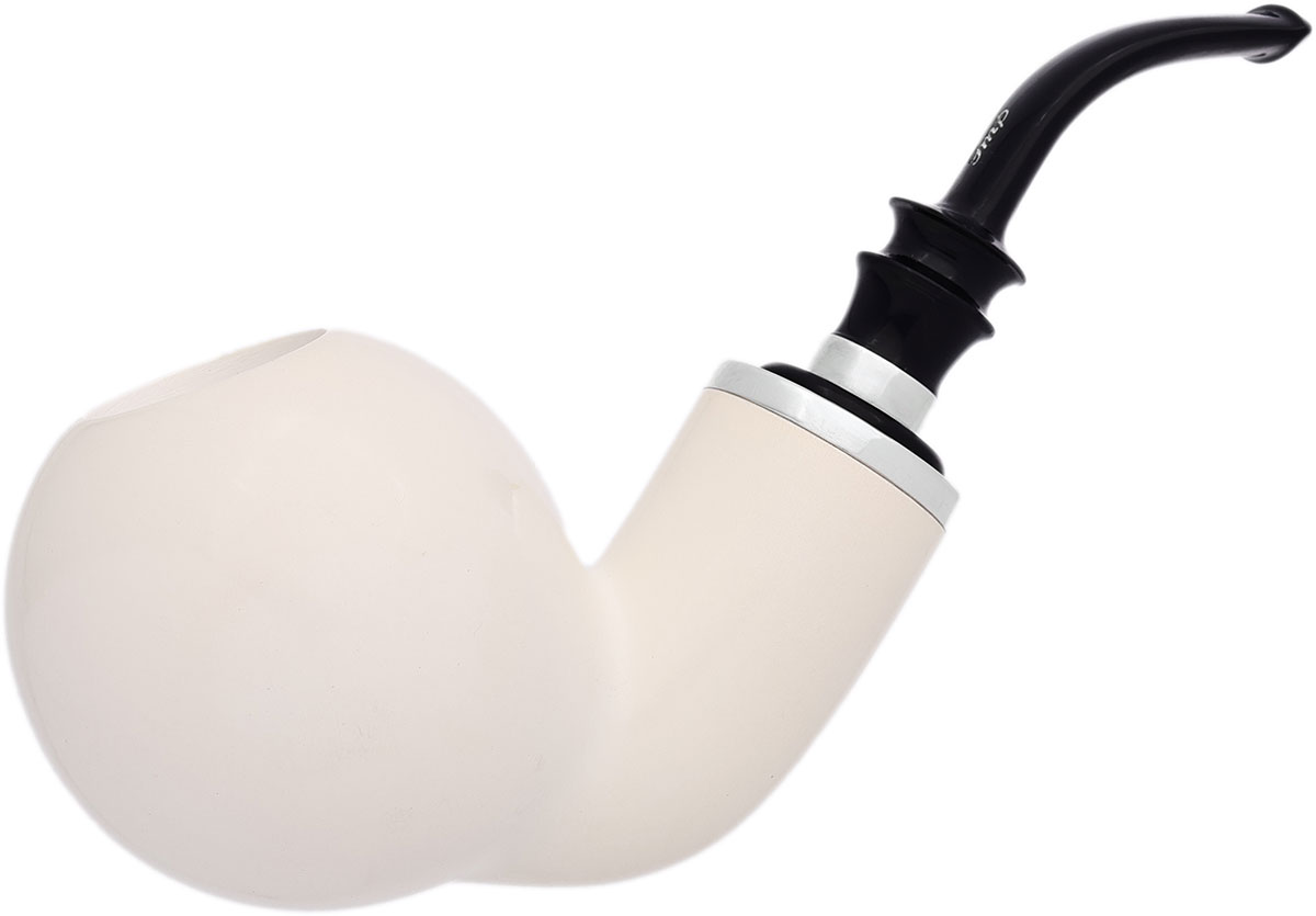 Turkish Estates IMP Meerschaum Smooth Bent Ball with Silver (with Case) (Unsmoked)