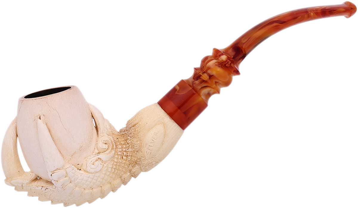 Turkish Estates Selver Meerschaum Claw Holding Egg (with Case)