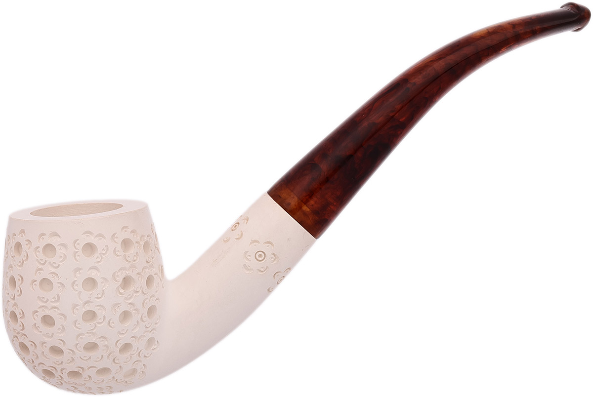 Turkish Estates Unknown Meerschaum Lattice Bent Billiard (with Case) (Unsmoked)