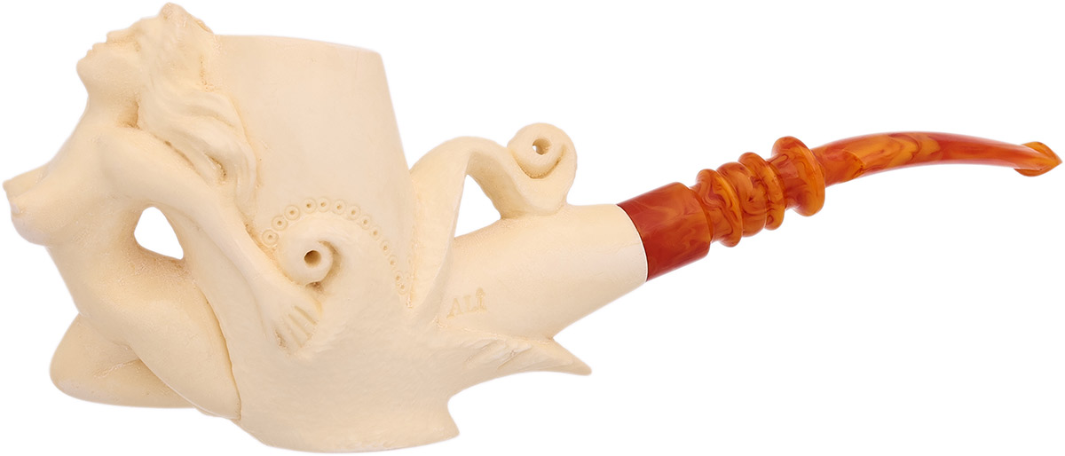 Turkish Estates AKB Meerschaum Floral Nude (Ali) (with Case) (Unsmoked)