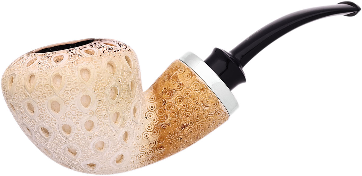 Turkish Estates IMP Meerschaum Lattice Reverse Calabash Rhodesian with Silver (with Pocket Case)