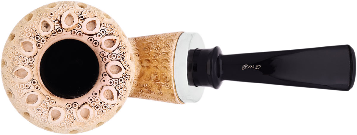 Turkish Estates IMP Meerschaum Lattice Reverse Calabash Rhodesian with Silver (with Pocket Case)