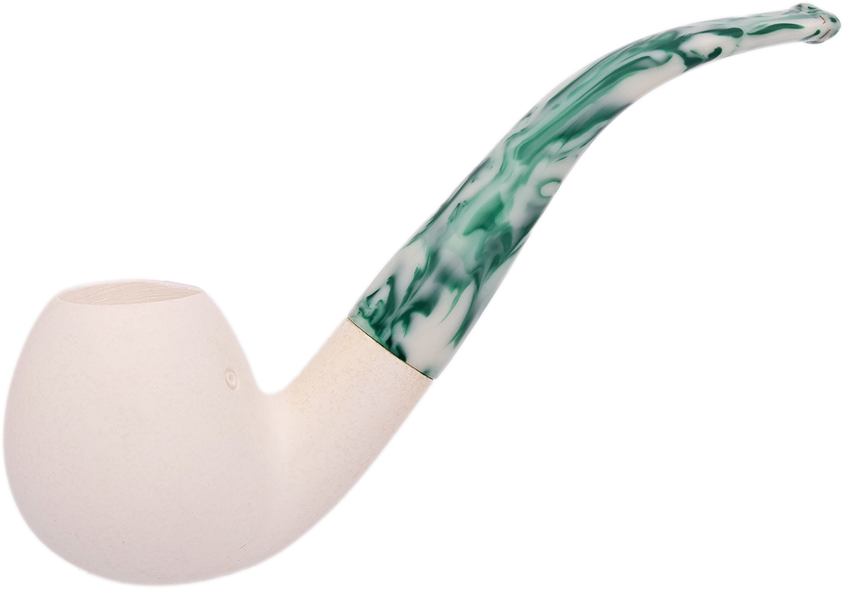 Turkish Estates SRV Meerschaum Spot Carved Bent Apple (with Case) (Unsmoked)