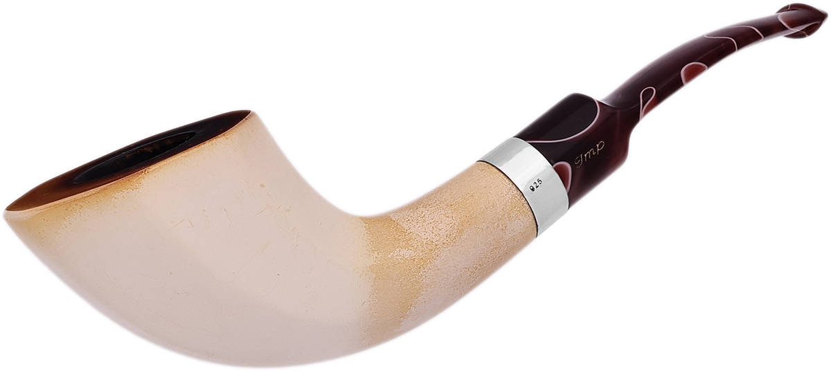 Turkish Estates IMP Meerschaum Smooth Paneled Horn with Silver (with Case)