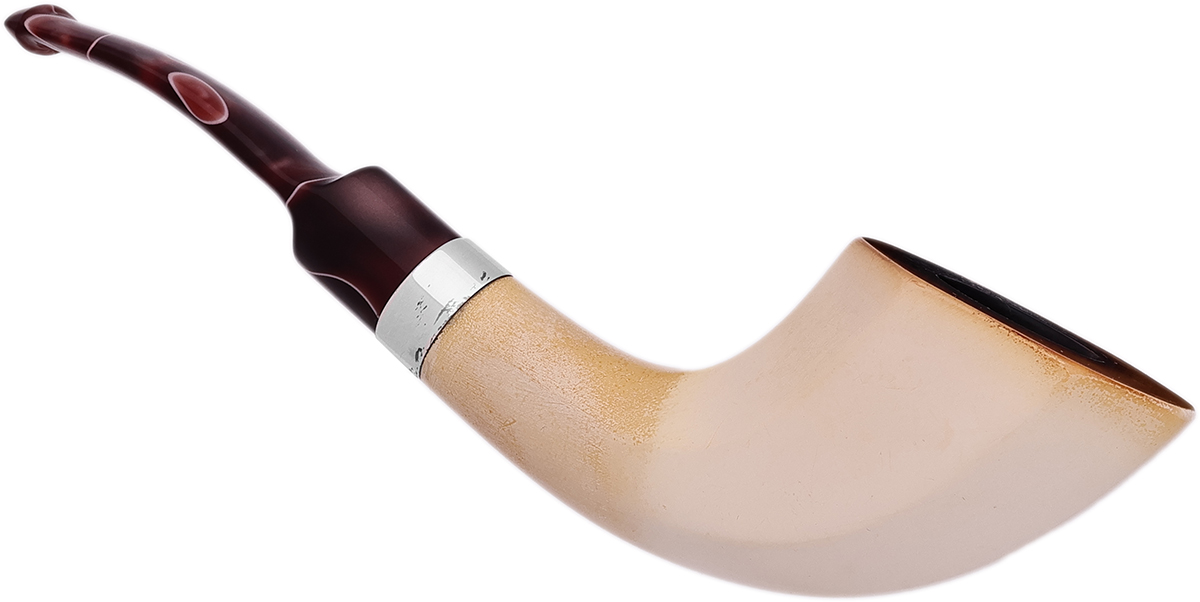 Turkish Estates IMP Meerschaum Smooth Paneled Horn with Silver (with Case)