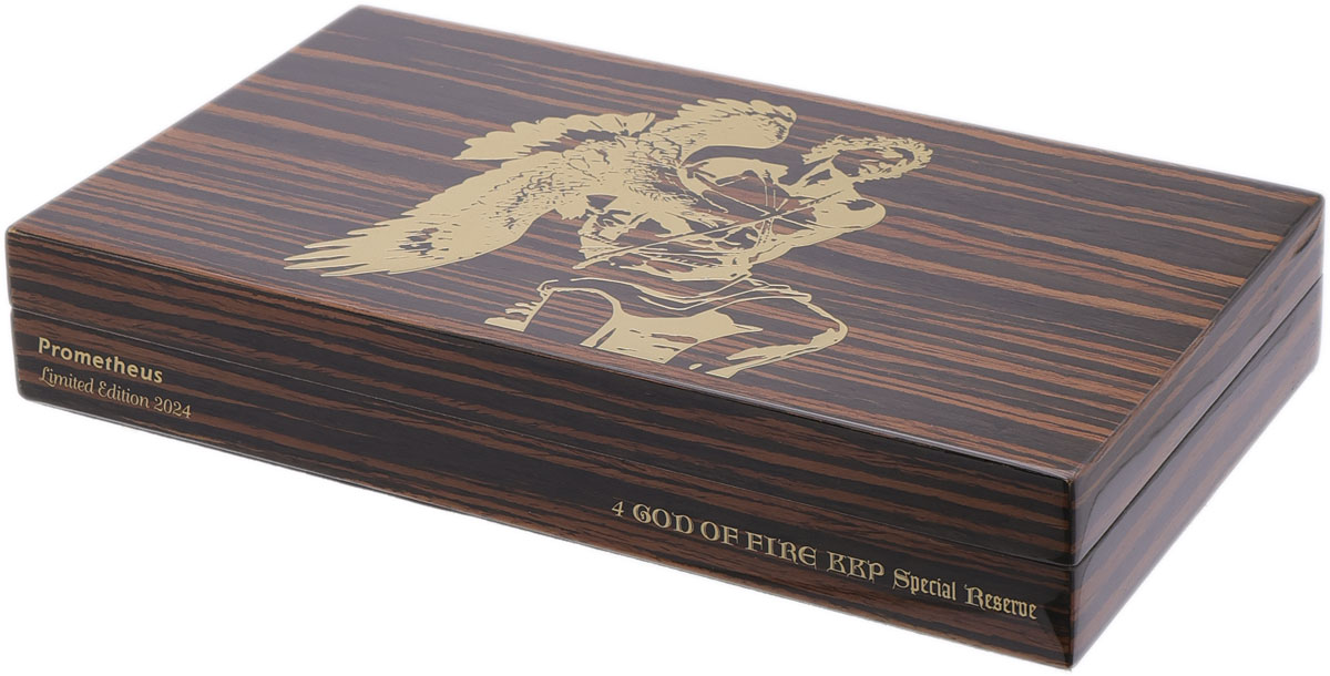Sampler Packs God Of Fire KKP Special Reserve and Never Back Down Assortment (4 Cigars and Macassar Travel Humidor)