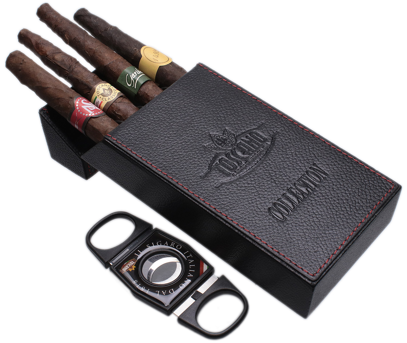 Toscano Collection 4-Pack with Cutter and Leather Case