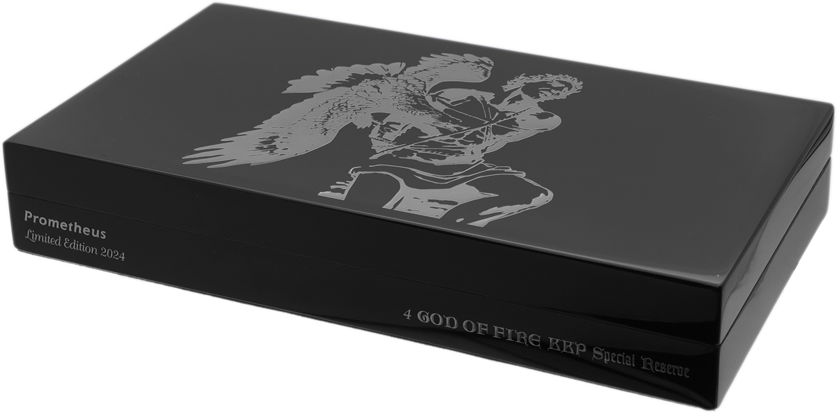 God Of Fire God Of Fire KKP Special Reserve and Never Back Down Assortment (4 Cigars and Black Travel Humidor)