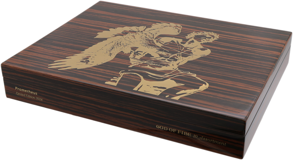 God Of Fire God Of Fire KKP Special Reserve and Never Back Down Assortment (10 Cigars and Macassar Travel Humidor)