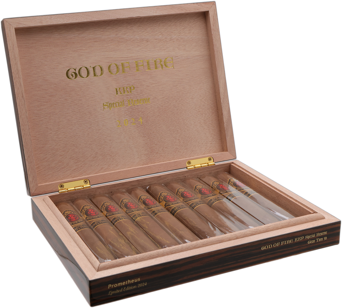 God Of Fire KKP Never Back Down Special Reserve Gran Toro 56 (10 Cigars and Macassar Travel Humidor)