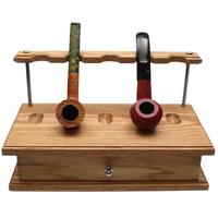 Stands & Pouches Dove Woodworks Red Oak and Brushed Nickel 5 Pipe Stand with Drawer