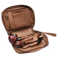 Stands & Pouches Smokingpipes Leather 4 Pipe Bag Tan