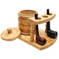 Stands & Pouches Three Pipe Stand with Tobacco Jar
