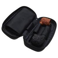 Stands & Pouches Castello Leather 2 Pipe Case with Pouch - Matte Black