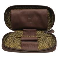 Stands & Pouches Castello Leather 2 Pipe Case with Pouch - Matte Brown