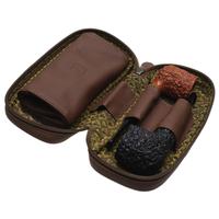 Stands & Pouches Castello Leather 2 Pipe Case with Pouch - Matte Brown