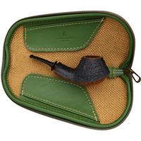 Stands & Pouches Dark Fired Leather Pipe Wallet - Seagrass and Gold