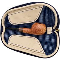 Stands & Pouches Dark Fired Leather Pipe Wallet - Buttercream and Blueberry