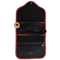 Stands & Pouches Dark Fired Leather 2-Pipe Roll - Black and Red