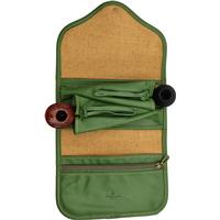 Stands & Pouches Dark Fired Leather 2-Pipe Roll - Seagrass and Gold