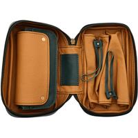 Stands & Pouches Dark Fired Leather 2-Pipe Bag Green