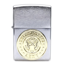 Lighters Zippo Army Crest Brushed Chrome Pipe Lighter