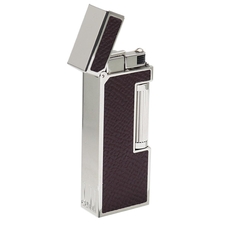 Lighters Dunhill Rollagas Bourdon Burgundy Cowhide Palladium Plate