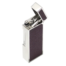 Lighters Dunhill Rollagas Bourdon Burgundy Cowhide Palladium Plate