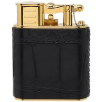 Lighters Dunhill Lighter - Unique Turbo Alligator Gold Plate Black