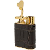 Lighters Dunhill Lighter - Unique Turbo Alligator Gold Plate Brown