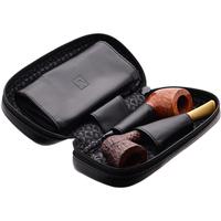 Stands & Pouches Castello Leather 2 Pipe Tobacco Pouch Black