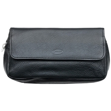 Pipe Accessories Chacom Black Leather 2 Pipe Bag with Pouch