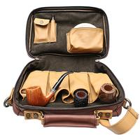 Stands & Pouches Claudio Albieri Italian Leather 4 Pipe Bag Tan/Chestnut