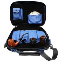 Stands & Pouches Claudio Albieri Italian Leather 4 Pipe Bag Black/Blue