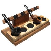 Stands & Pouches Neal Yarm Tilt Head 5 Pipe Stand Mahogany with Maple Burl Strip