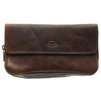 Stands & Pouches Chacom Leather 2 Pipe Case with Pouch Retro Brown