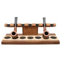 Stands & Pouches Neal Yarm Tilt Head 7 Pipe Stand Mahogany with Maple Burl Strip
