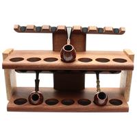Stands & Pouches Neal Yarm 14 Pipe Two Tier Pipe Stand Mahogany and Stained Maple