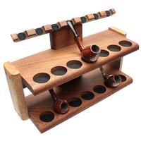 Stands & Pouches Neal Yarm 14 Pipe Two Tier Pipe Stand Mahogany and Stained Maple