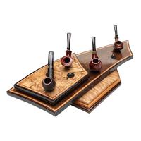 Pipe Accessories Neal Yarm Spalted Maple, Circassian Walnut 2 Tier 8 Pipe Stand