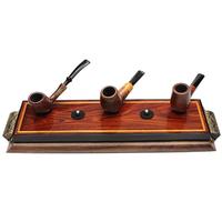 Stands & Pouches Neal Yarm Cocobolo Wood with Brass Handles 5 Pipe Stand