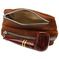 Stands & Pouches Savinelli Leather 2 Pipe and Tobacco Bag - Rust