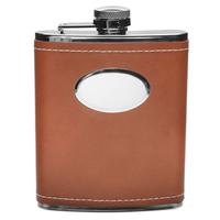 Gifts Peterson Tan Leather with Plate Flask 6oz