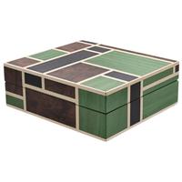 Humidors & Travel Cases Milwaukee Humidor Co. Dry Box 'Green, Black and Burl' with Poplar, Walnut Burl and Holly